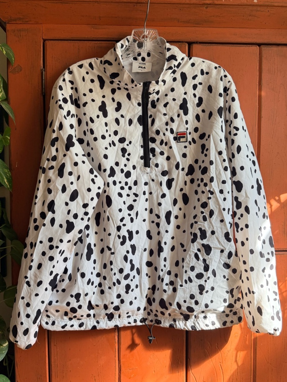 Fila Disney Villains White and Black Dalmatian-Print Half-Zip Pullover